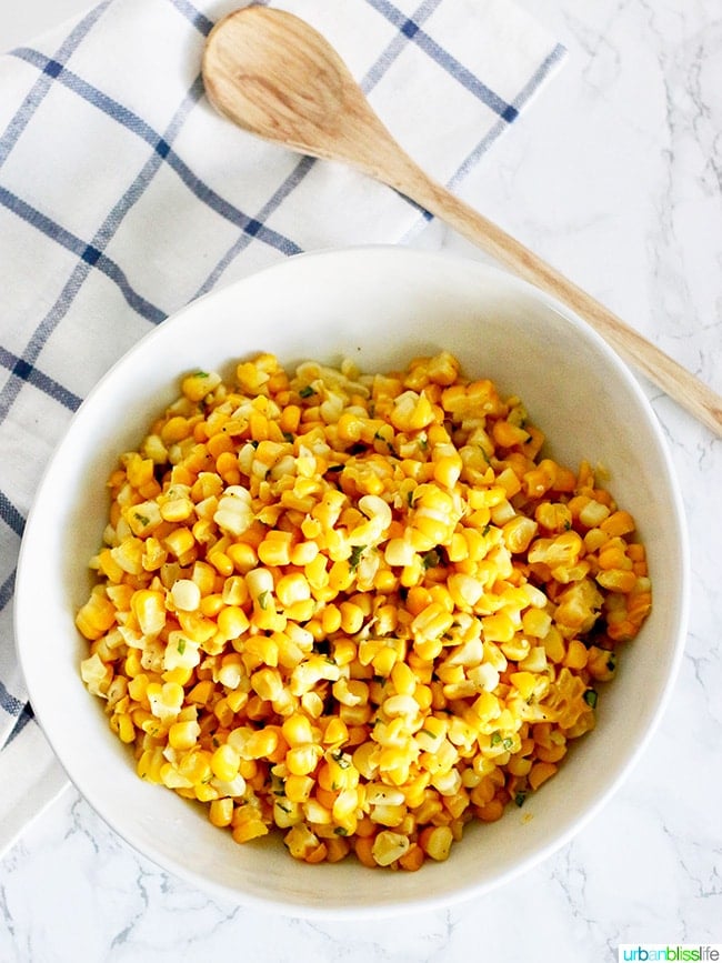 Grilled or Sautéed Corn with Basil Butter
