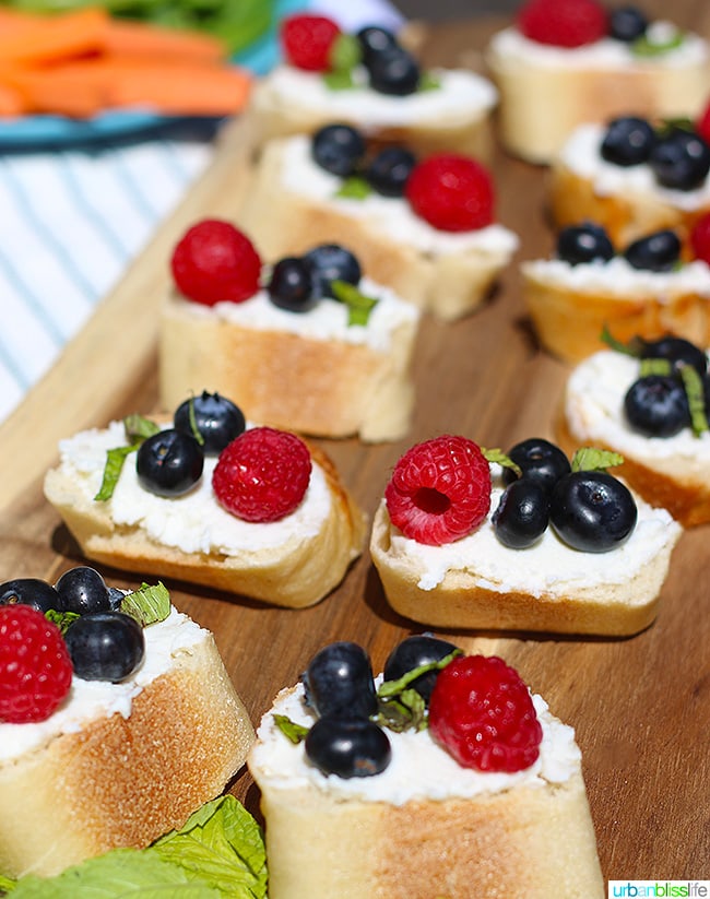 Summer Berry Crostini with Honey Ricotta and Mint