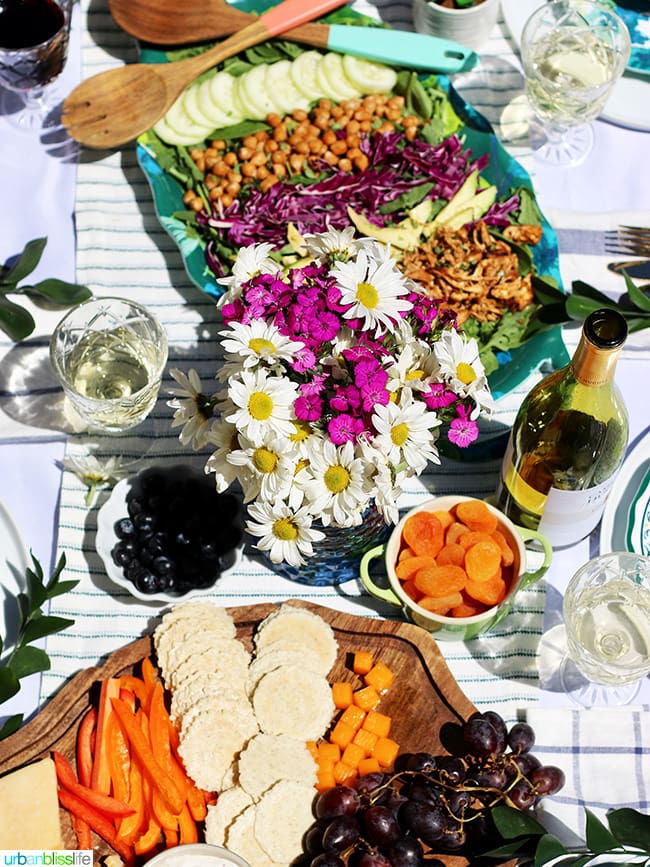 food and wine on table