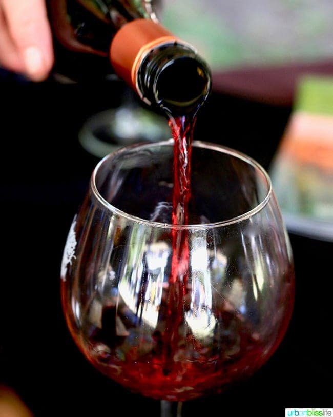 pouring red wine