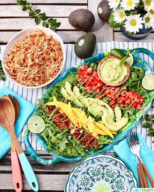 Instant Pot Shredded Chicken with creamy avocado lime dressing