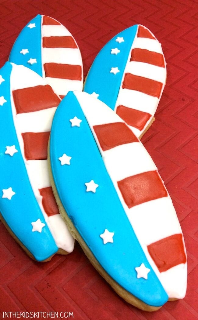 Patriotic Surfboard Cookies