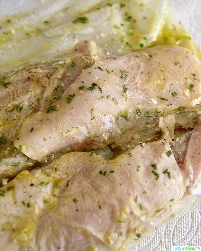 Lemon pepper chicken marinating.