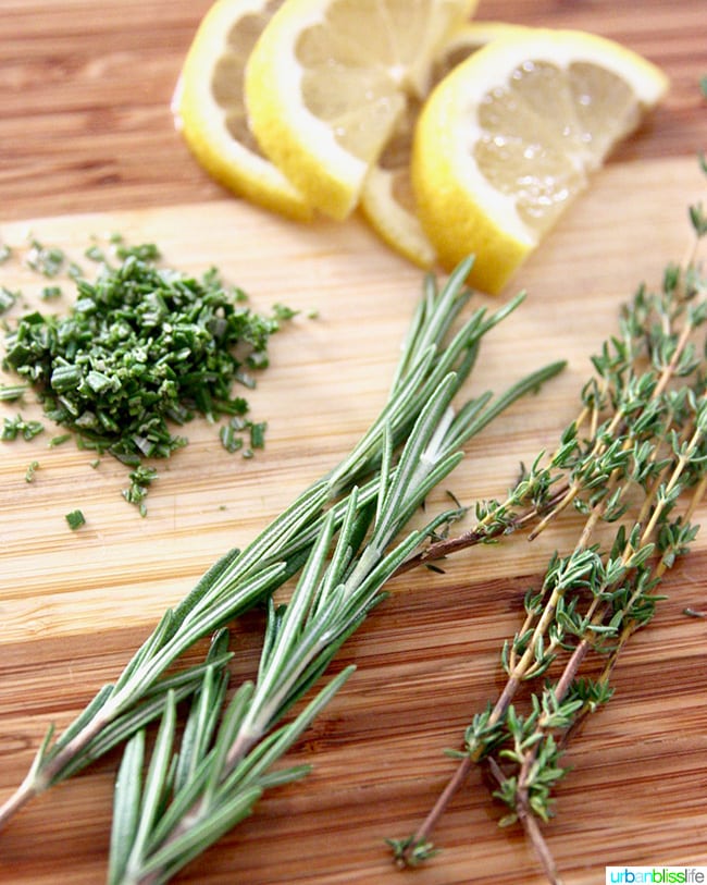 fresh herbs and lemon