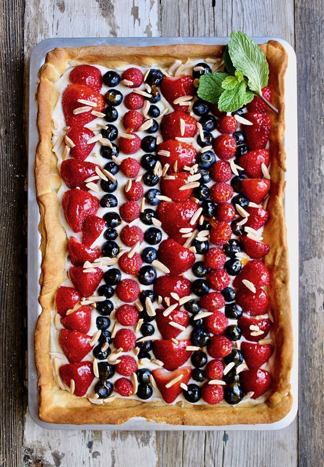 Red, White, and Blue Fruit Pizzas