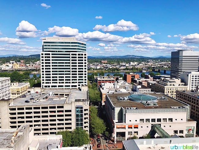 view of Portland Oregon from Departure restaurant