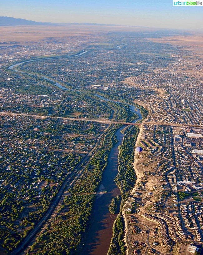 aerial view from hot air balloon of Albuquerque, New Mexico