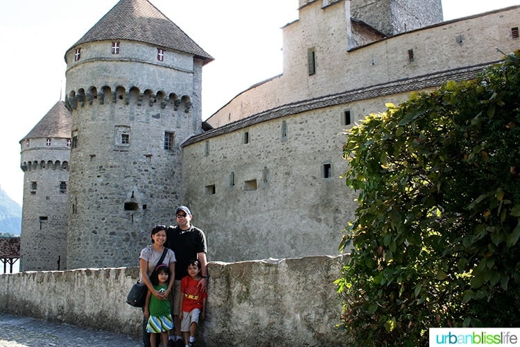 Schotland family travel to Chateau de Chillon castle in Montreaux Switzerland