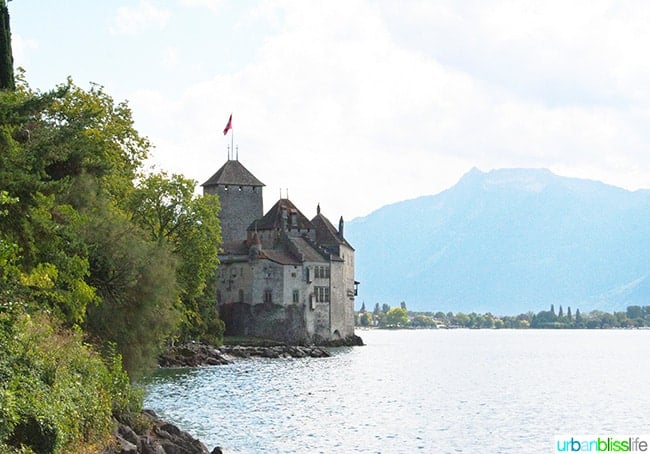 Chateau de Chillon view with lake