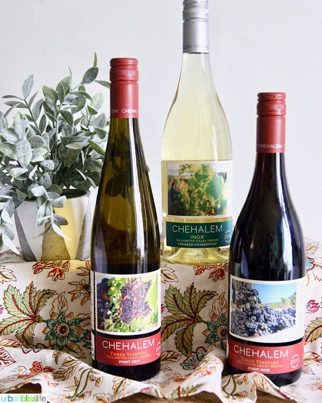 Chehalem Wines: Inox unoaked Chardonnay, Three Vineyards Pinot Gris, Three Vineyards Pinot Noir