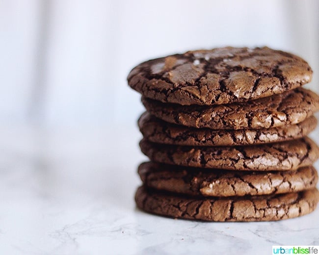 stack of Chewy Chocolate Fudge Cookies 