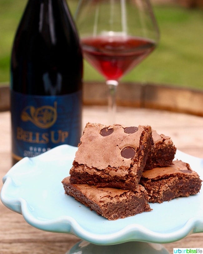 Chocolate Chip Brownies with Pinot Noir on UrbanBlissLife.com