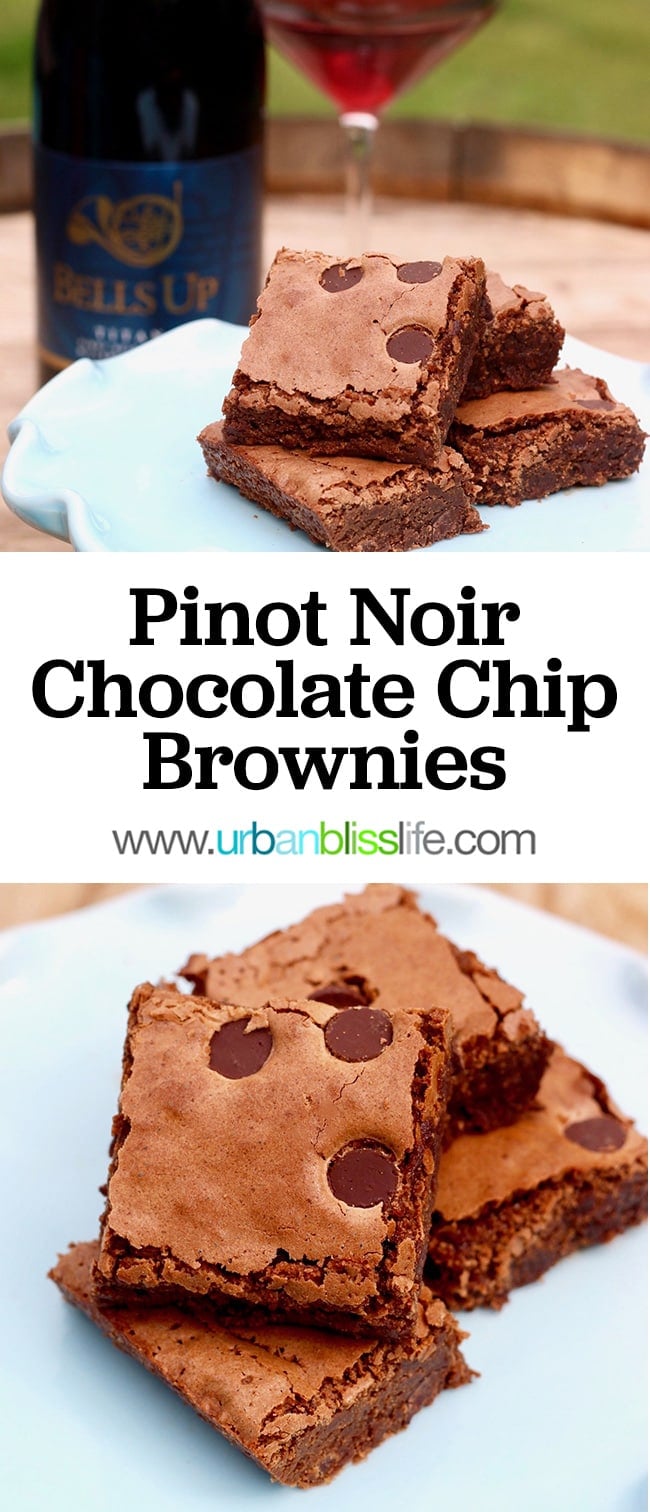 Chocolate Chip Brownies with Pinot Noir on UrbanBlissLife.com