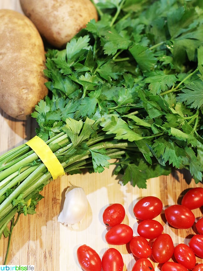 parsley, potato, cherry tomatoes