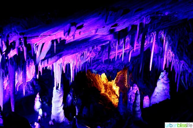 glow in the dark stalactite cave tour at Glenwood Caverns