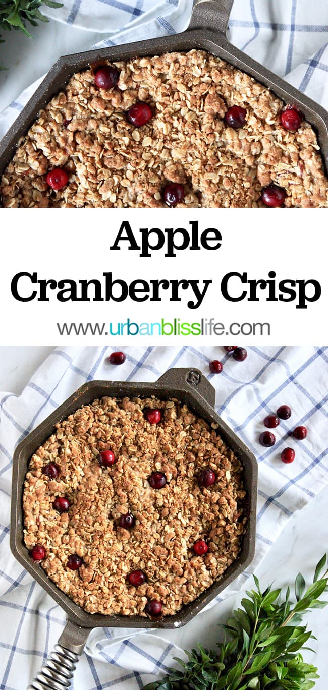 Skillet Apple Cranberry Crisp recipe on UrbanBlissLife.com