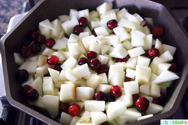 Skillet Apple Cranberry Crisp raw apples