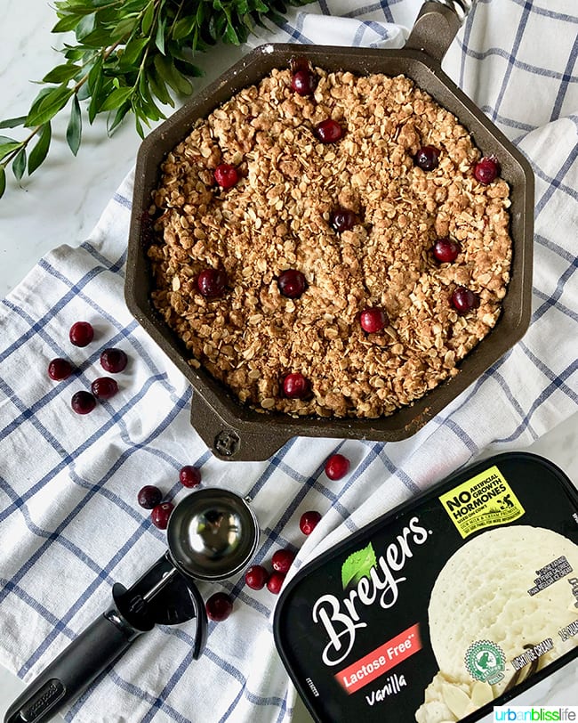 Skillet Apple Cranberry Crisp with Breyers ice cream