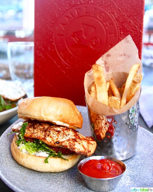 Disneyland Pixar Pier Lamplight Lounge salmon burger