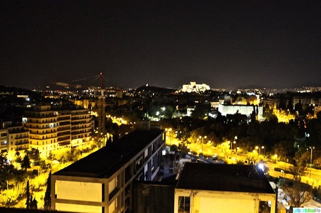 Hilton Athens view of Greece at night