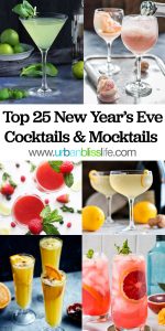 six different New Year's Cocktails with title text