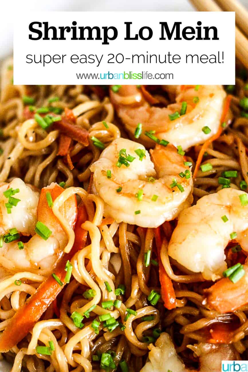 shrimp lo mein with text