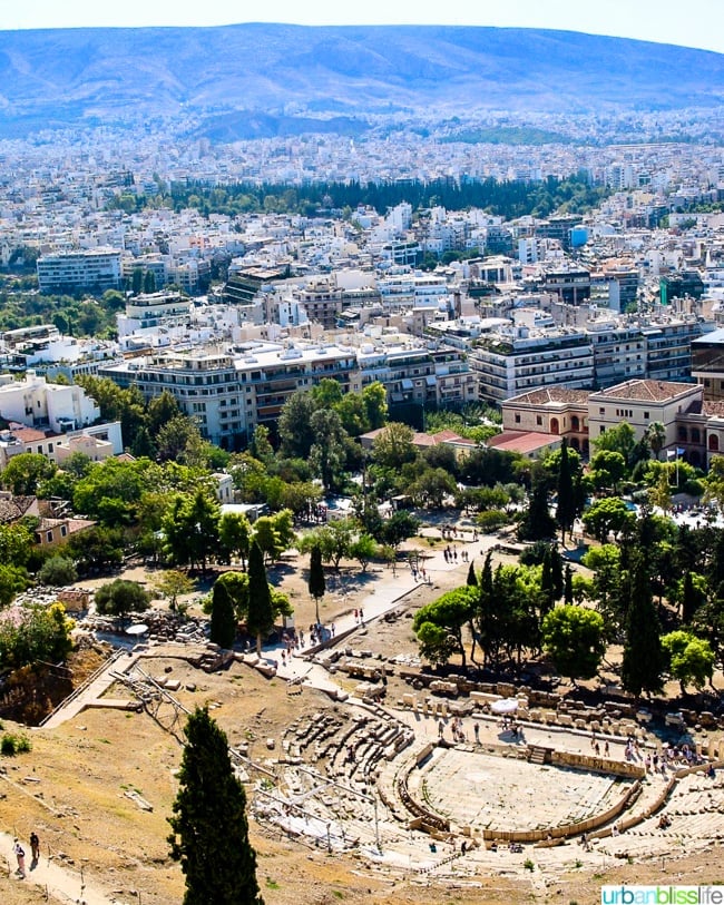 view of Theater of Dionysus at the Acropolis in Athens, Greece 