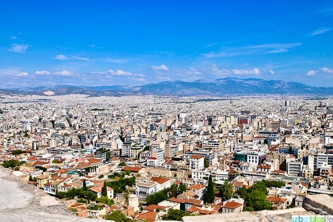 view of the city of Athens, Greece from the Acropolis