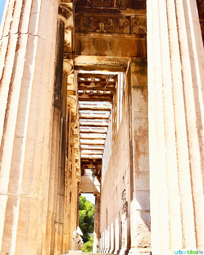 large stone columns in Ancient Agora in Athens, Greece