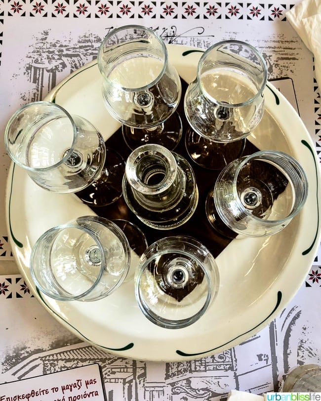 Glasses of Tsipouro on  tray