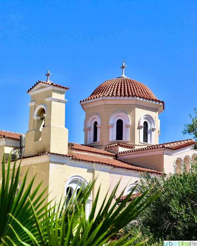 yellow church in the Plaka neighborhood of Athens, Greece