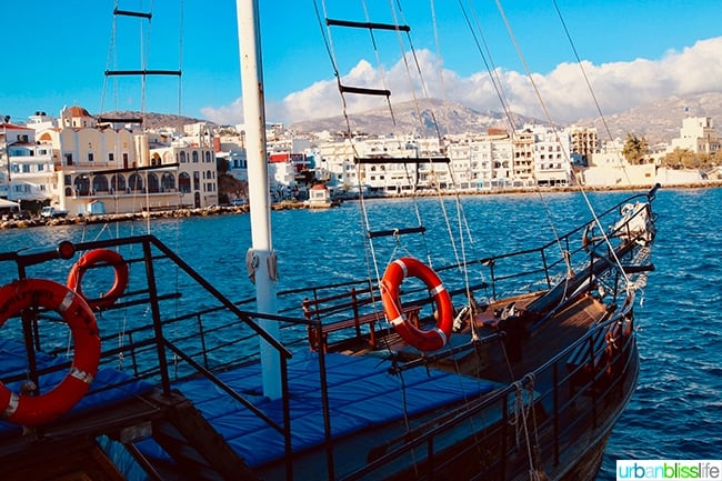 boat in Pigadia port on Karpathos Island, Greece