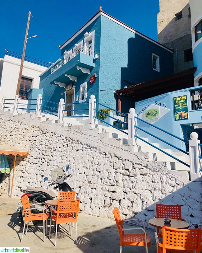 colorful bar in Pigadia on Karpathos Island Greece