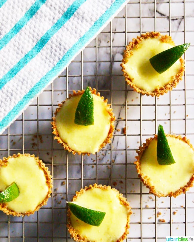 Mini Lime Tarts set on baking rack