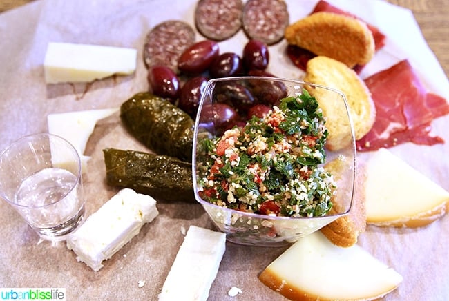 charcuterie, cheese, dolma, tzatziki in Miran Deli in Athens, Greece