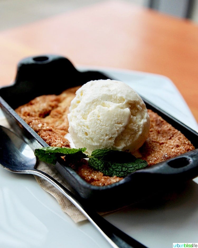 cookie skillet dessert with ice cream