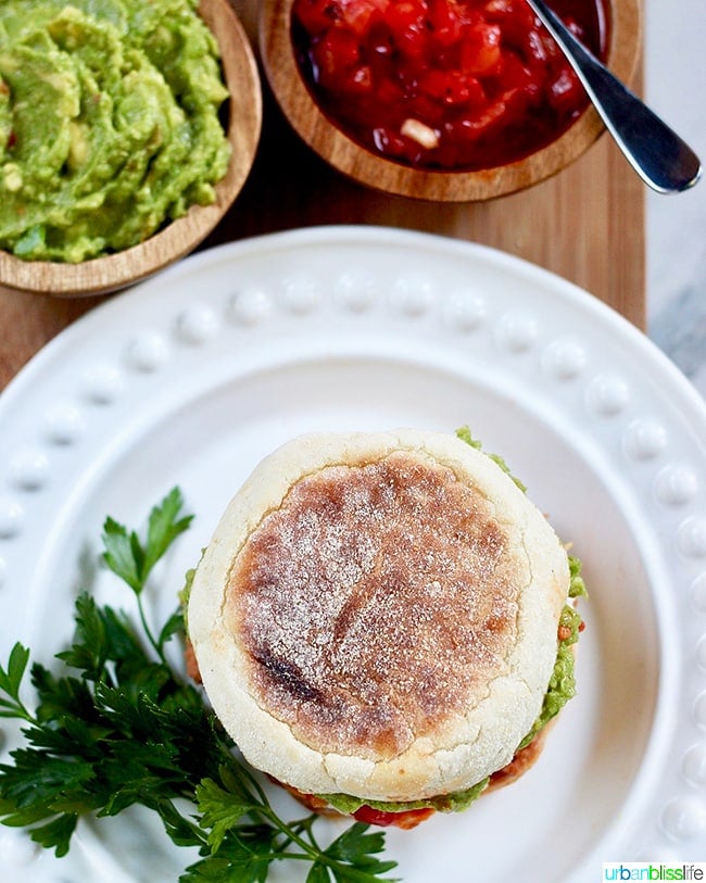 top view of Huevos Rancheros Breakfast Sandwich