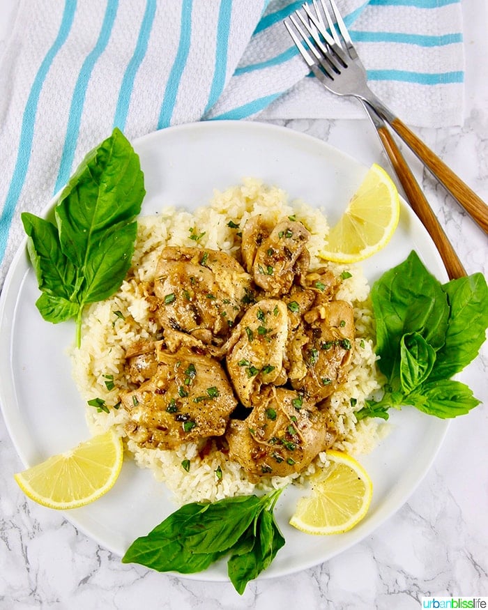 Instant Pot Lemon Garlic Chicken flatlay