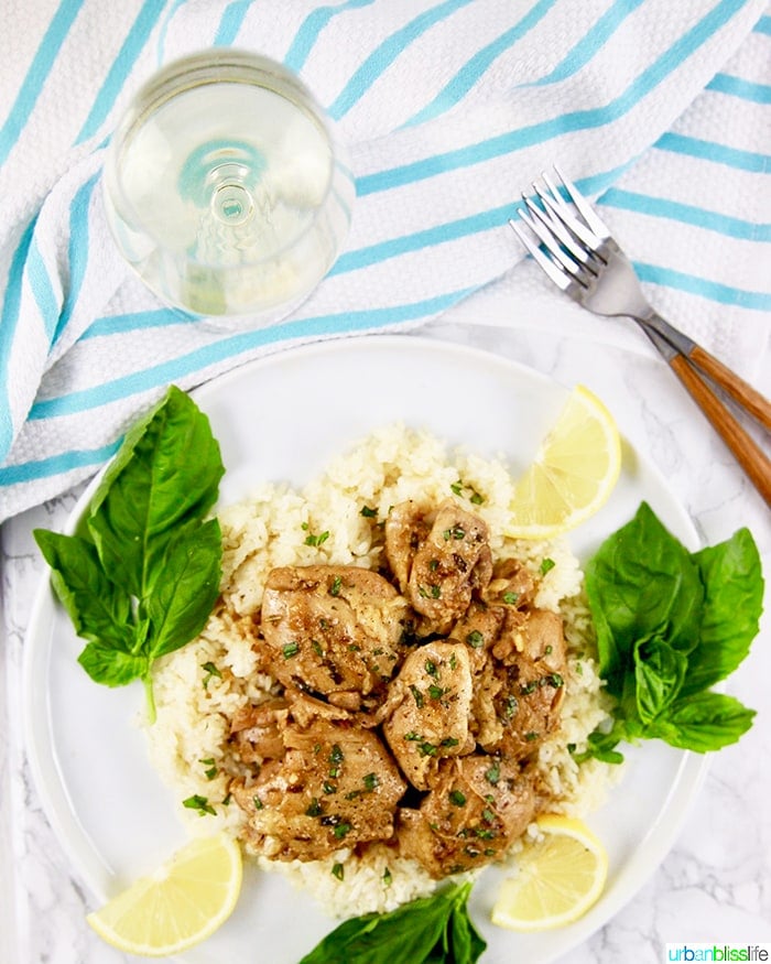 Instant Pot Lemon Garlic Chicken with white wine