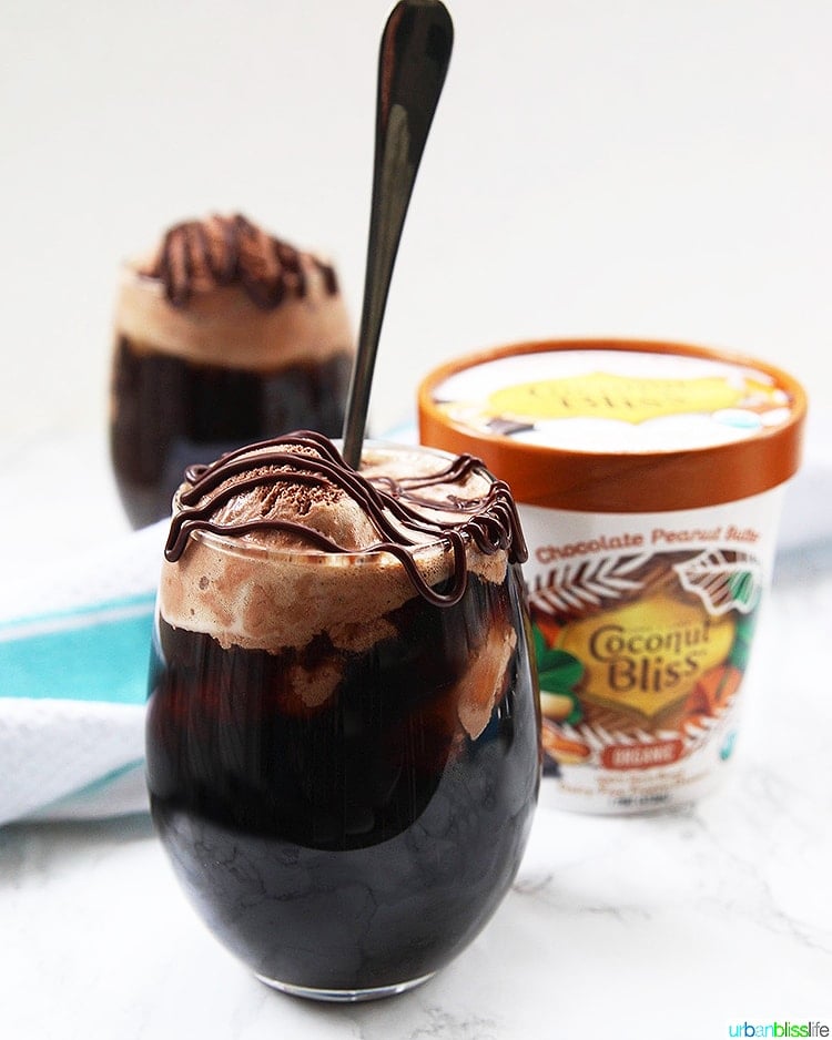 Boozy Chocolate Peanut Butter Floats with package