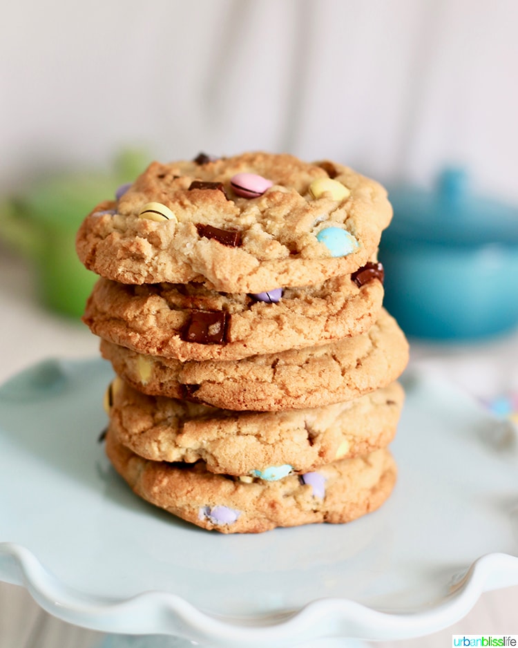 stack of Giant Chocolate Chip M & M Cookies