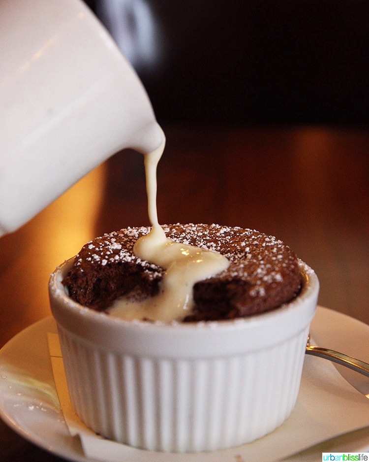 chocolate souffle with cream