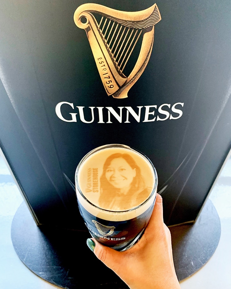 Guinness stoutie beer foam imprint of selfie