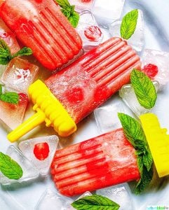 Strawberry Rhubarb Mint Popsicles