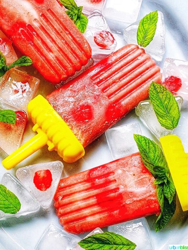 Strawberry Rhubarb Mint Popsicles