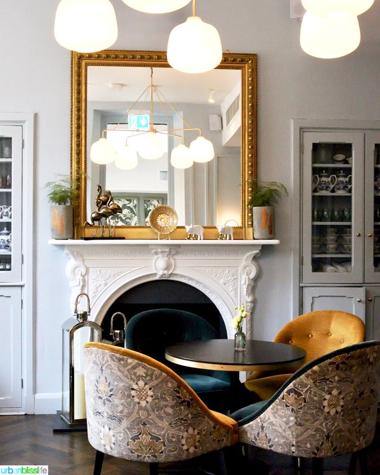 fireplace in dining room at Wilder Townhouse