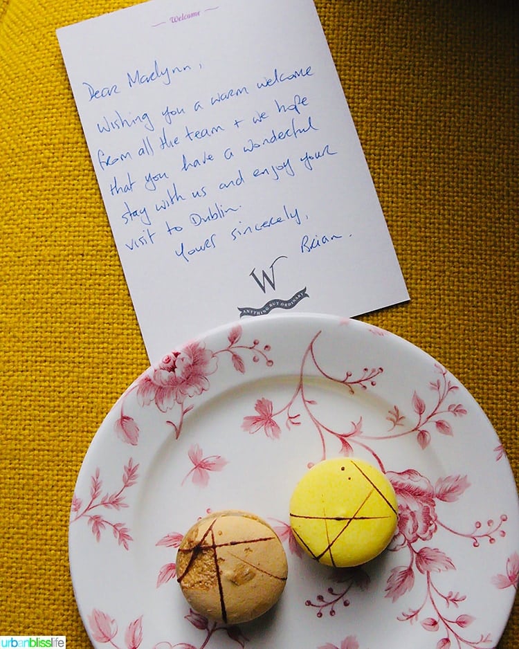 welcome macarons at Wilder Townhouse