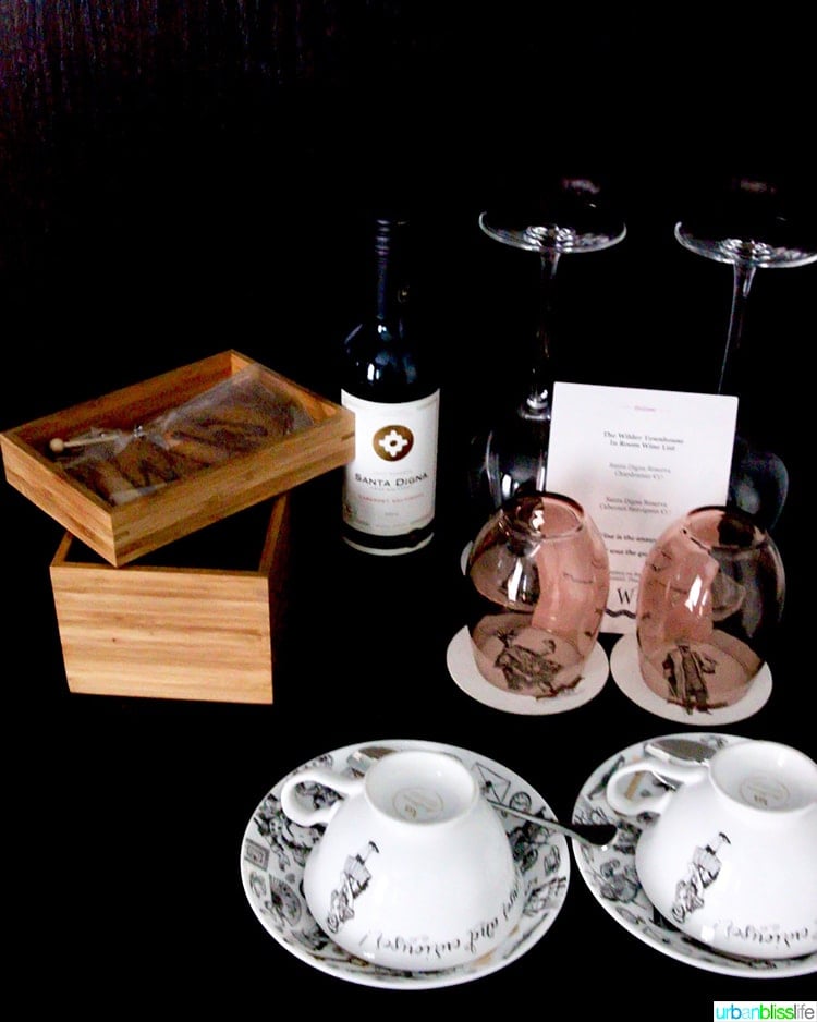 wine and tea at Wilder Townhouse