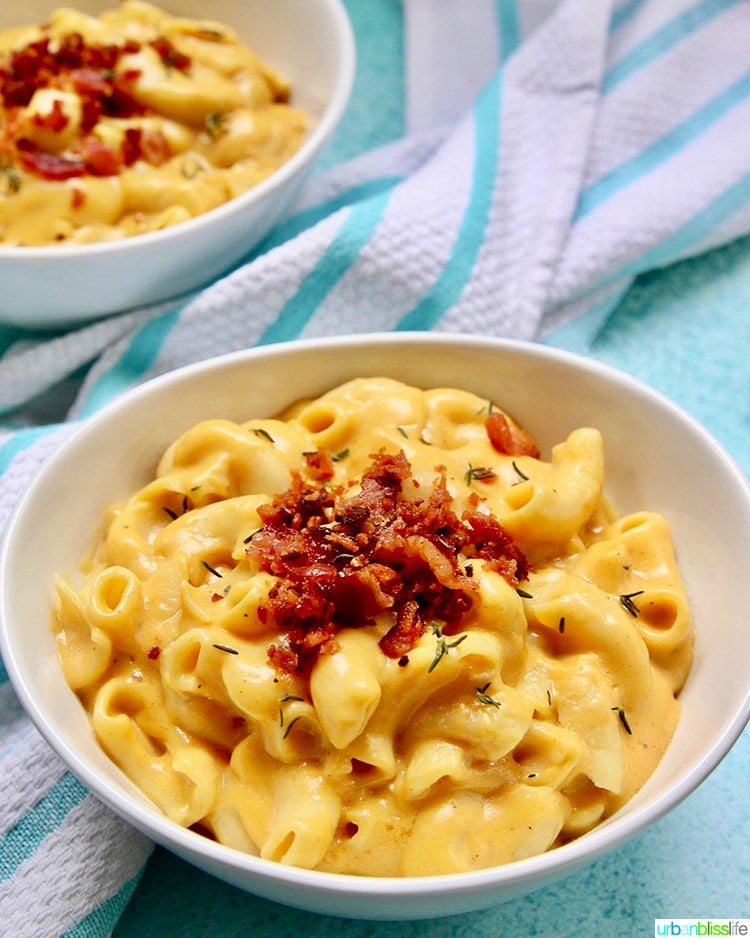 Dairy-Free-Mac-and-Cheese-close up two bowls