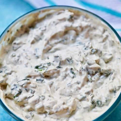 close up dairy-free spinach dip